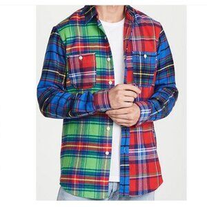 Polo Ralph Lauren Men's Plaid Twill Flannel Button Down Shirt Blue/Multi color